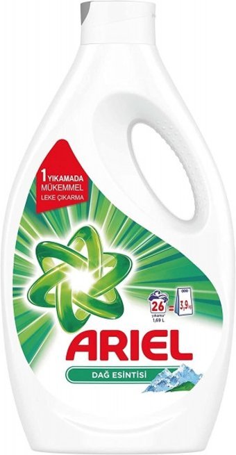 Ariel Dağ Esintisi 26 Yıkama Beyazlar ve Renkliler İçin Sıvı Deterjan 1690 ml
