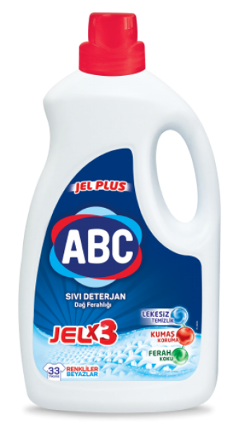 ABC Jel Plus 33 Yıkama Beyazlar ve Renkliler İçin Sıvı Deterjan 2.14 lt