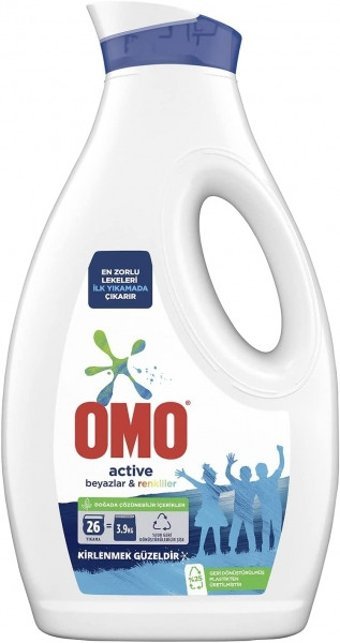 Omo Active 26 Yıkama Renkliler İçin Sıvı Deterjan 1690 ml