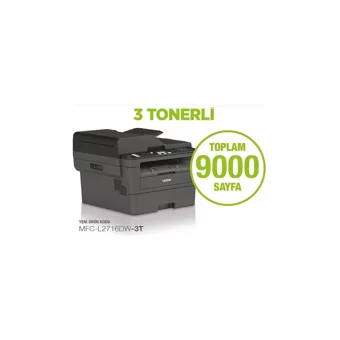 Brother MFC-L2716DW Siyah-Beyaz Wifi Fotokopi Tarayıcı Mono Çok Fonksiyonlu Tonerli Lazer Yazıcı