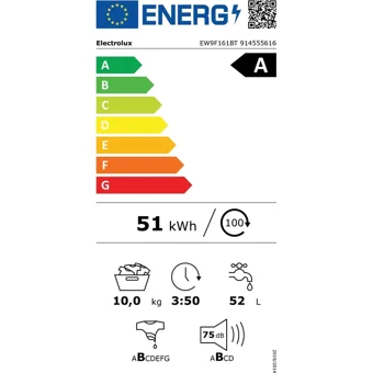Electrolux EW9F161BT 10 kg 1600 Devir A Enerji Sınıfı Buharlı Beyaz Solo Çamaşır Makinesi