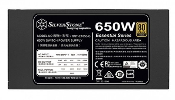 Silverstone ET650-G 650 W 80+ Gold Tam Modüler Powersupply
