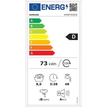 Samsung WW80T4020CE/AH 8 kg 1200 Devir D Enerji Sınıfı Siyah Solo Çamaşır Makinesi