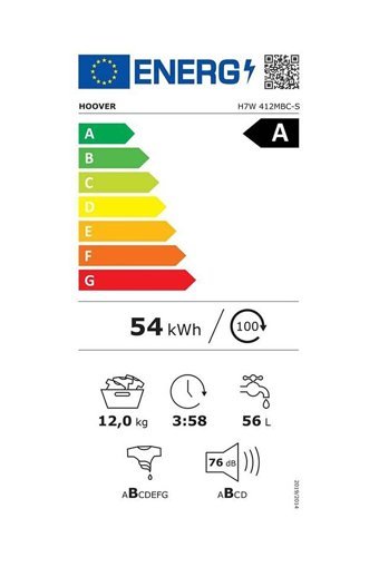 Hoover H7W 412MBC-S 12 kg 1400 Devir A Enerji Sınıfı Buharlı Beyaz Solo Çamaşır Makinesi