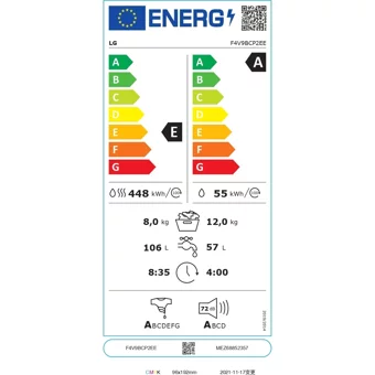 LG F4V9BCP2EE 12 kg 1400 Devir A Enerji Sınıfı Buharlı Siyah Kurutmalı Solo Çamaşır Makinesi