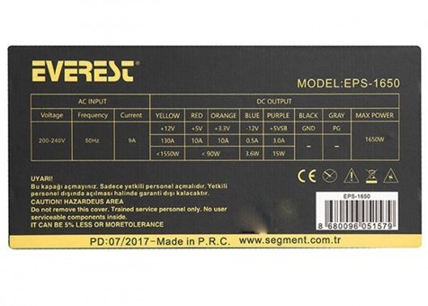 Everest EPS-1650 1650 W 80+ Gold Tam Modüler Powersupply