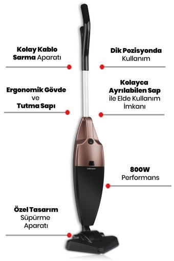 GoldMaster GM-7565 Kuru Kablolu Elektrikli Kırmızı Dikey Süpürge