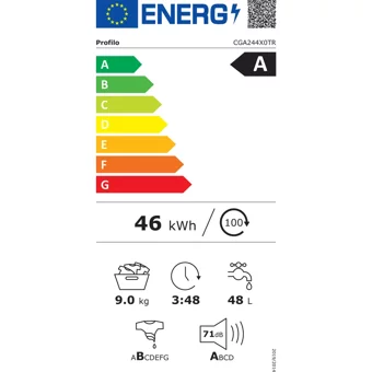 Profilo CGA244X0TR 9 kg 1400 Devir A Enerji Sınıfı Beyaz Solo Çamaşır Makinesi