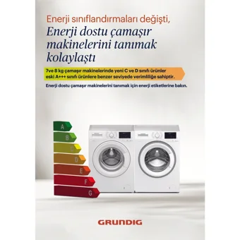 Grundig GWM 81013 S 8 kg 1000 Devir C Enerji Sınıfı Buharlı Gri Solo Çamaşır Makinesi