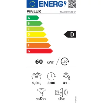 Finlux 58101 5 kg 800 Devir D Enerji Sınıfı Beyaz Solo Çamaşır Makinesi
