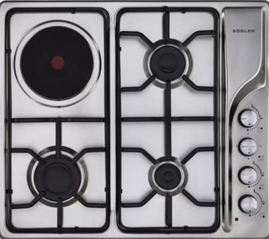 Süsler SSO-2105 Metal 4 Gözlü Gazlı ve Elektrikli Set Üstü Inox Ocak
