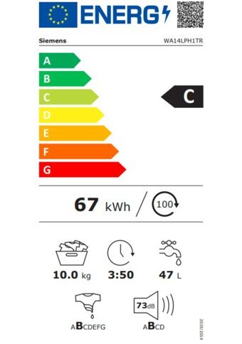 Siemens WA14LPH1TR 10 kg 1400 Devir C Enerji Sınıfı Beyaz Solo Çamaşır Makinesi