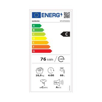 Samsung WF16T6500GV/AH 16 kg 1100 Devir C Enerji Sınıfı Beyaz Solo Çamaşır Makinesi