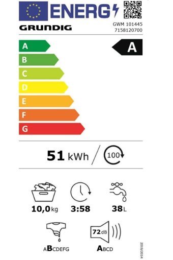 Grundig GWM 101445 10 kg 1400 Devir A Enerji Sınıfı Buharlı Beyaz Solo Çamaşır Makinesi