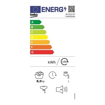 Beko BK 8122 EY 8 kg 1200 Devir B Enerji Sınıfı Buharlı Beyaz Solo Çamaşır Makinesi