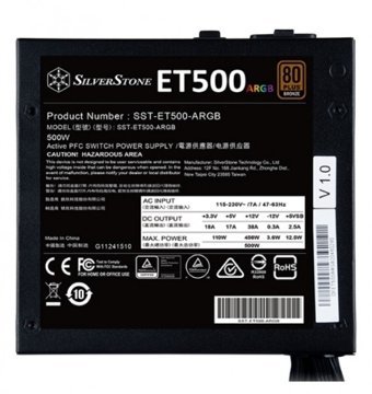 Silverstone ET500 500 W RGB 80+ Gold Tam Modüler Powersupply