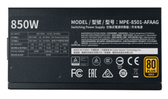 Cooler Master MWE Gold 850 850 W 80+ Gold Tam Modüler Powersupply