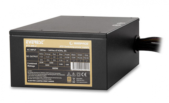 Everest BTX-600-2 600 W 80+ Gold Tam Modüler Powersupply