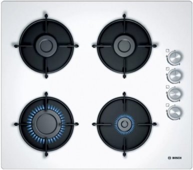 Bosch POP6C2O10O Beyaz Cam 4 Gözlü Doğalgazlı Ankastre Ocak