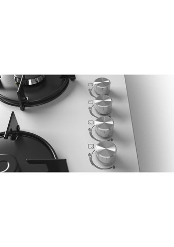 Bosch POH6C2O10O Wok Gözlü Beyaz Cam 4 Gözlü Doğalgazlı Ankastre Ocak