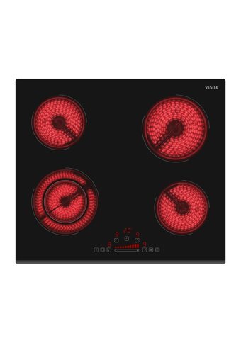 Vestel AO-6370 S Vitroseramik 4 Gözlü Dokunmatik Elektrikli Ankastre Siyah Ocak