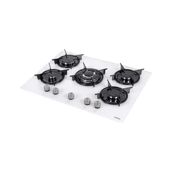 Vestel AO-71159 YB-W Wok Gözlü Beyaz Cam 5 Gözlü Doğalgazlı Ankastre Ocak