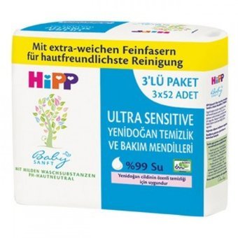 Hipp Ultra Sensitive Yenidoğan Antibakteriyel 52 Yaprak Islak Mendil