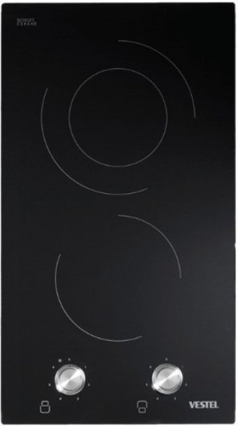 Vestel AO-3310 S Vitroseramik 2 Gözlü Elektrikli Ankastre Siyah Ocak