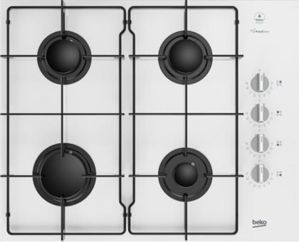 Beko BOCD D 6510 EKB Beyaz Cam 4 Gözlü Doğalgazlı Ankastre Ocak