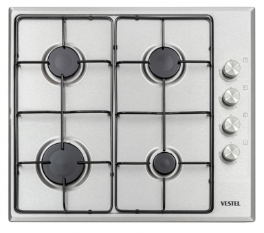 Vestel AO-6004 YX Emaye 4 Gözlü Doğalgazlı Ankastre Inox Ocak