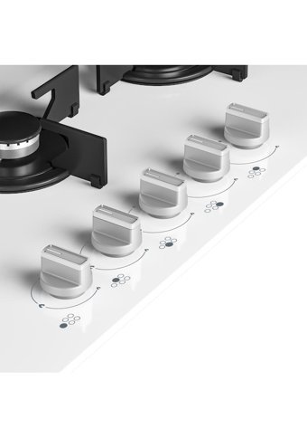 Arçelik OCD T 752 EWB Wok Gözlü Beyaz Cam 5 Gözlü Doğalgazlı Ankastre Ocak