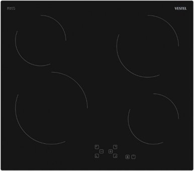 Vestel AO-6330 S Vitroseramik 4 Gözlü Dokunmatik Elektrikli Ankastre Siyah Ocak