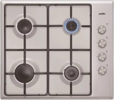Simfer T3117 Metal 4 Gözlü Doğalgazlı Ankastre Inox Ocak