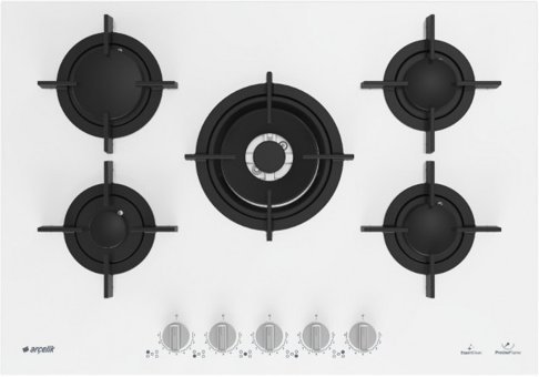 Arçelik OCD T 752 DWKB Wok Gözlü Beyaz Cam 5 Gözlü Doğalgazlı Ankastre Ocak