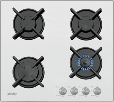 Simfer T3036 N Beyaz Cam 4 Gözlü Doğalgazlı Set Üstü Ocak