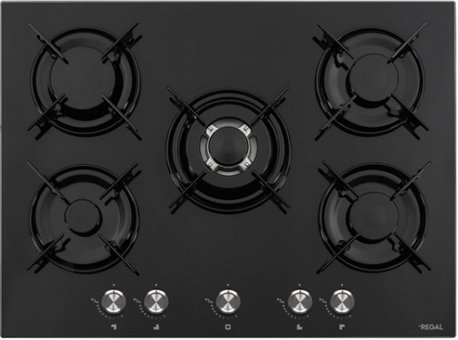 Regal AO 7051W SC Wok Gözlü Siyah Cam 5 Gözlü Doğalgazlı Ankastre Ocak