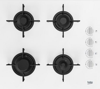 Beko BOCD T 6011 EB Beyaz Cam 4 Gözlü Doğalgazlı Ankastre Ocak