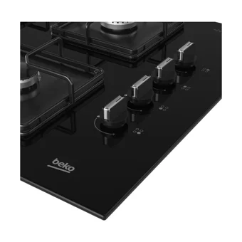 Beko BOCD K 6510 EWS Wok Gözlü Siyah Cam 4 Gözlü Doğalgazlı Ankastre Ocak