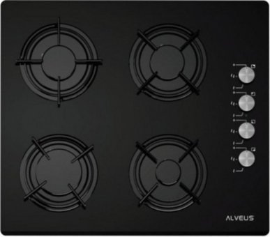 Alveus ALV GLS 640 Siyah Cam 4 Gözlü Doğalgazlı Ankastre Ocak