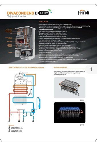 Ferroli Divacondense Plus 24 Kw Hermetik Yoğuşmalı Doğalgazlı Kombi
