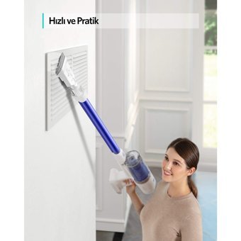 Anker Eufy HomeVac S11 Reach Kuru Hepa Filtreli Kablosuz Şarjlı Mavi Dikey Süpürge