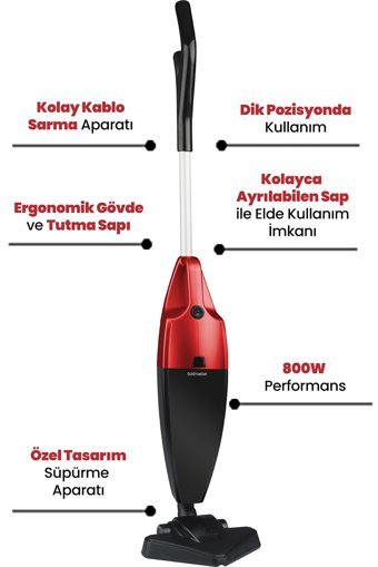 GoldMaster IN-6500 Kuru Kablolu Elektrikli Kırmızı Dikey Süpürge