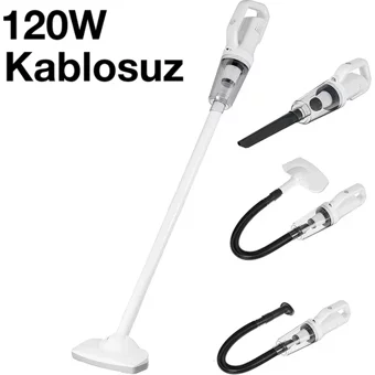 Ezere Kuru 120 W Kablosuz Şarjlı Beyaz Dikey Süpürge