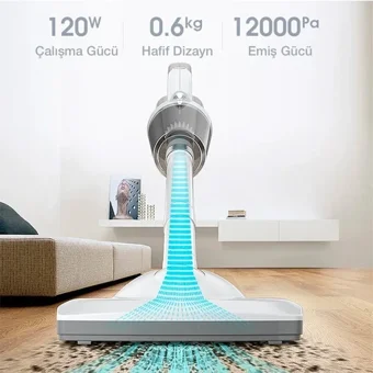 Ezere Kuru 120 W Kablosuz Şarjlı Beyaz Dikey Süpürge