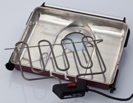 Akel AB660 Ayaklı Kapaklı 1200 W Çift Taraflı Şişli Dumansız Alüminyum Elektrikli Izgara