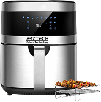 Arztech AF-7505 Airfryer 6.5 lt Tek Hazneli Izgara Yapan Led Ekranlı Yağsız Sıcak Hava Fritözü Inox