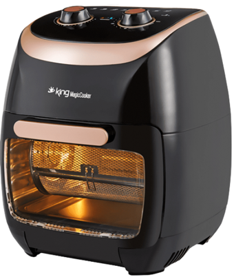 King MagicCooker Plus KYF29 Airfryer 11 lt Tek Hazneli Izgara Yapan Yağsız Sıcak Hava Fritözü Siyah