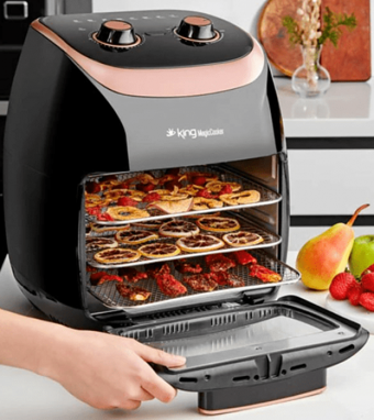 King MagicCooker Plus KYF29 Airfryer 11 lt Tek Hazneli Izgara Yapan Yağsız Sıcak Hava Fritözü Siyah
