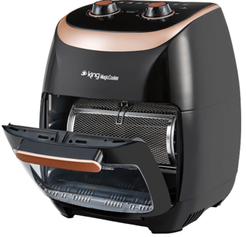King MagicCooker Plus KYF29 Airfryer 11 lt Tek Hazneli Izgara Yapan Yağsız Sıcak Hava Fritözü Siyah