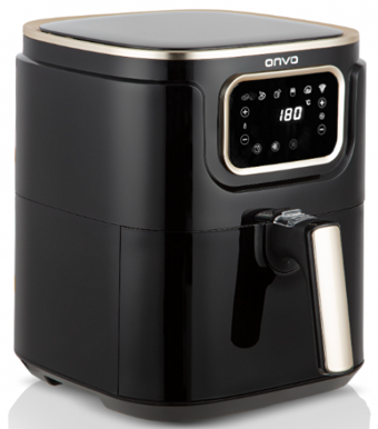 Onvo OVFRY04 Airfryer 5.5 lt Tek Hazneli Led Ekranlı Yağsız Sıcak Hava Fritözü Siyah